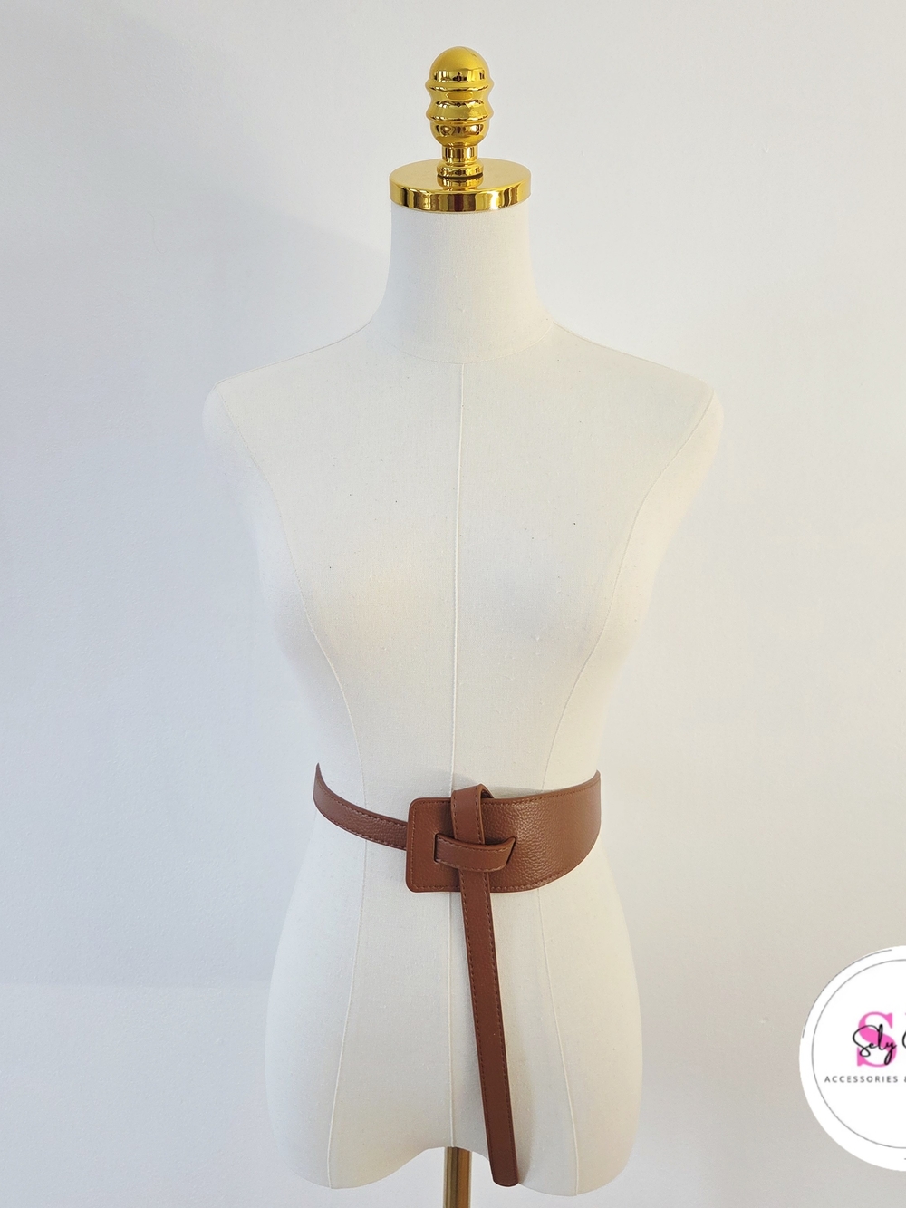 Caramel color waist belt with knot detail
